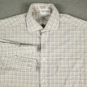 Faconnable Shirt Mens Size 16.5 Blue Plaid Dress Button Up Long Sleeve